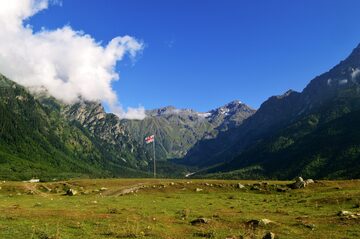 Mountain and flag