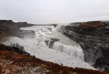 Gulfoss waterfall in autumn