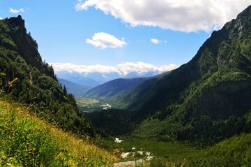 View from the Ushba Waterfalls
